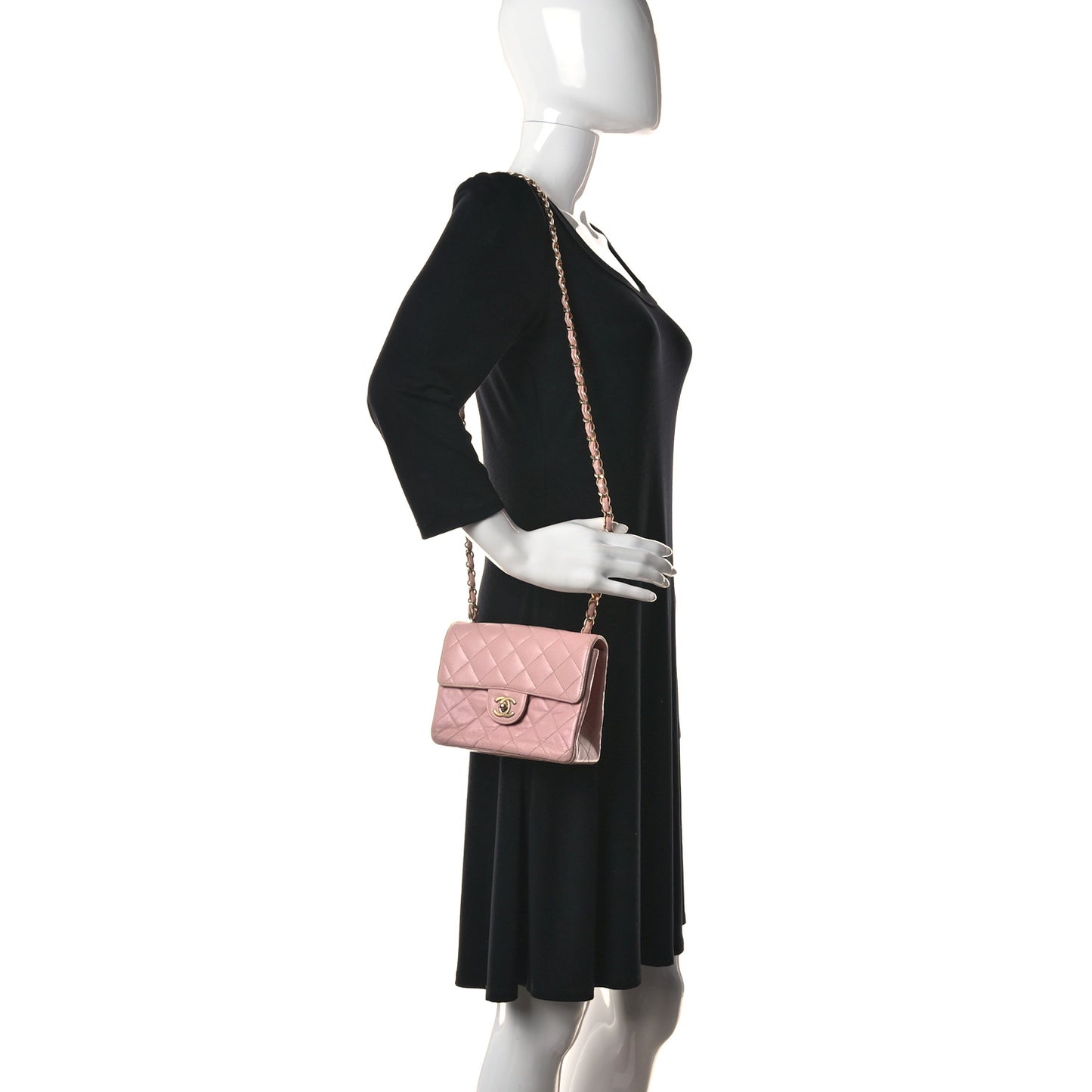 Lambskin Quilted Mini Square Flap Bag Light Pink
