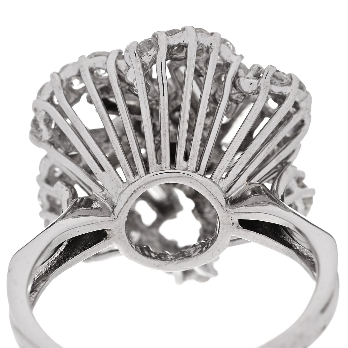 18K White Gold Diamond 1.80ctw Flower Spiral Cocktail Ring 52 6