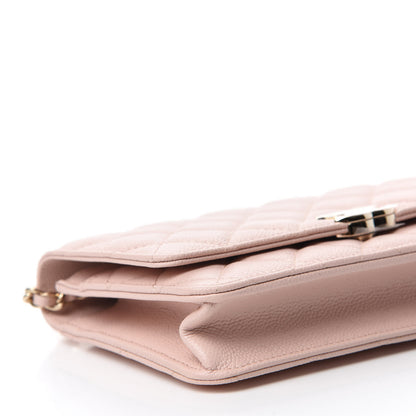 Chanel Caviar Quilted Enamel Wallet on Chain WOC Light Pink 6 of 12