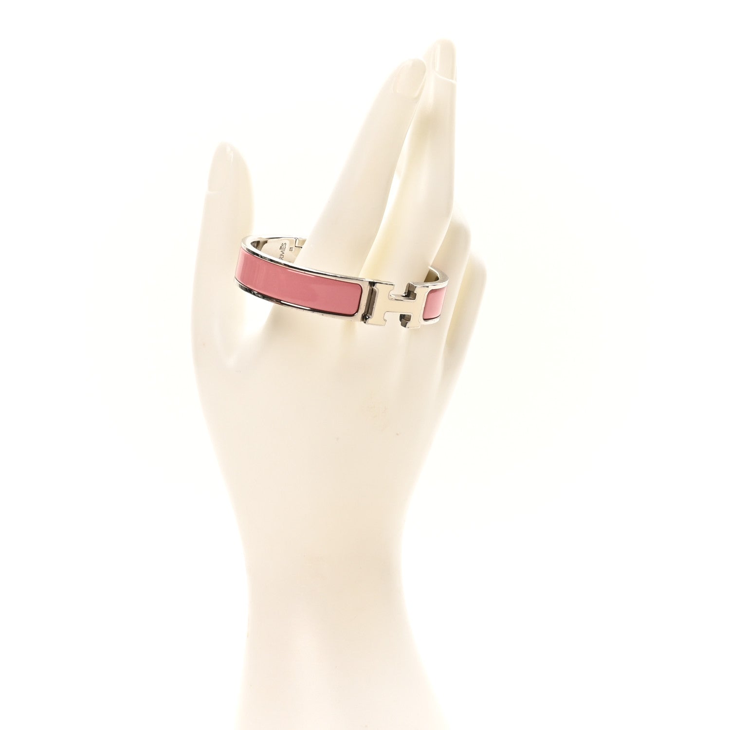 Hermes Enamel Narrow Clic Clac H Bracelet PM Rose Velours White 2 of 7