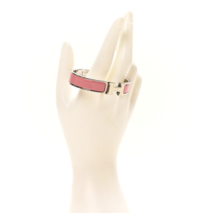 Hermes Enamel Narrow Clic Clac H Bracelet PM Rose Velours White 2 of 7