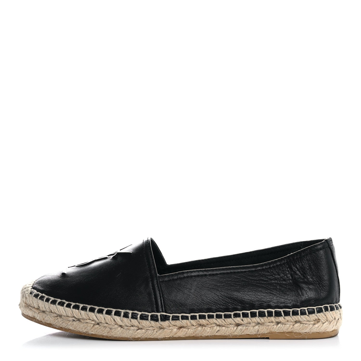 Saint Laurent Lambskin Monogram Espadrilles 38.5 Black 1 of 9