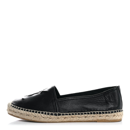 Saint Laurent Lambskin Monogram Espadrilles 38.5 Black 1 of 9