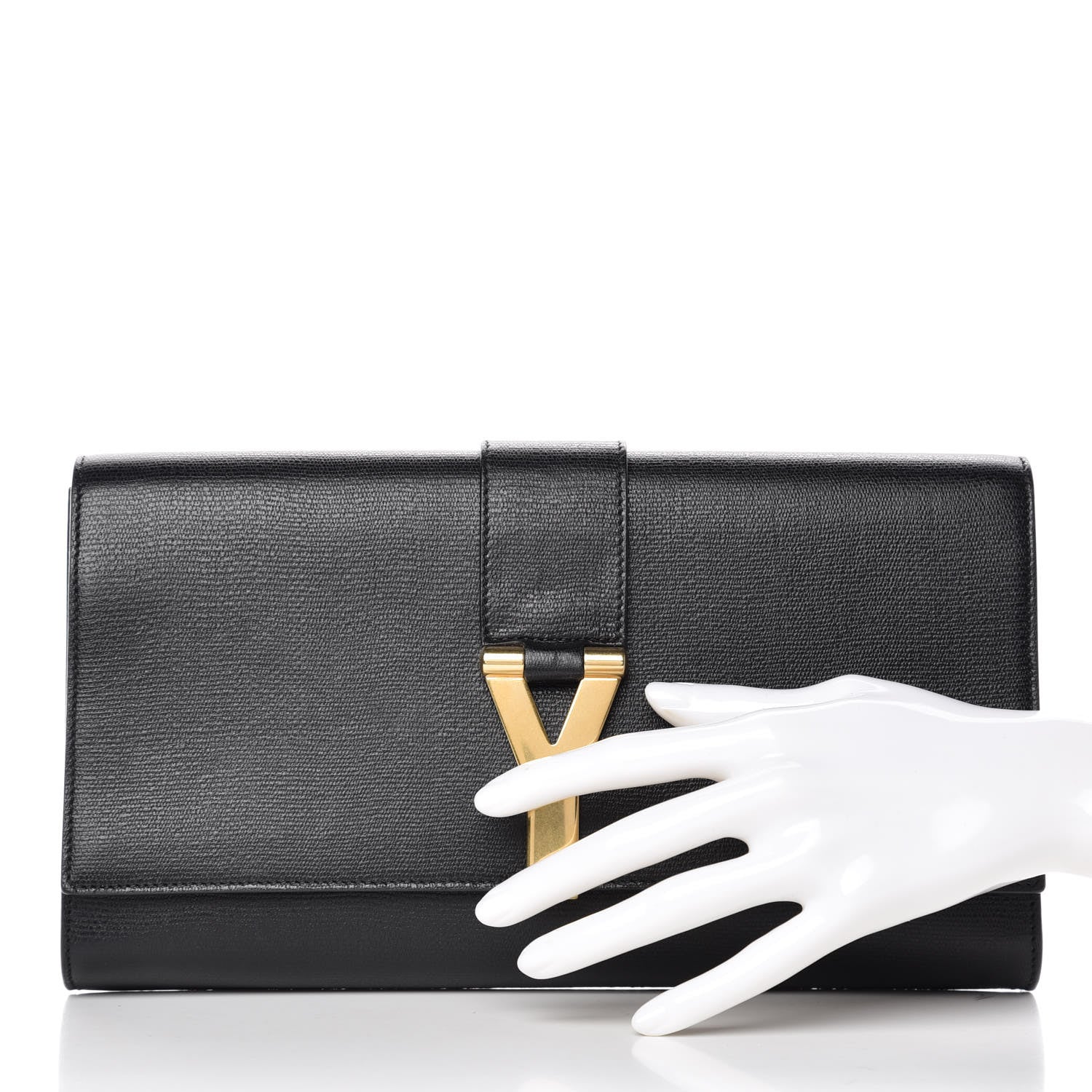 Saint Laurent Textured Calfskin Classic Y Ligne Clutch Black 2 of 9