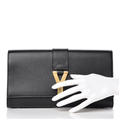 Saint Laurent Textured Calfskin Classic Y Ligne Clutch Black 2 of 9