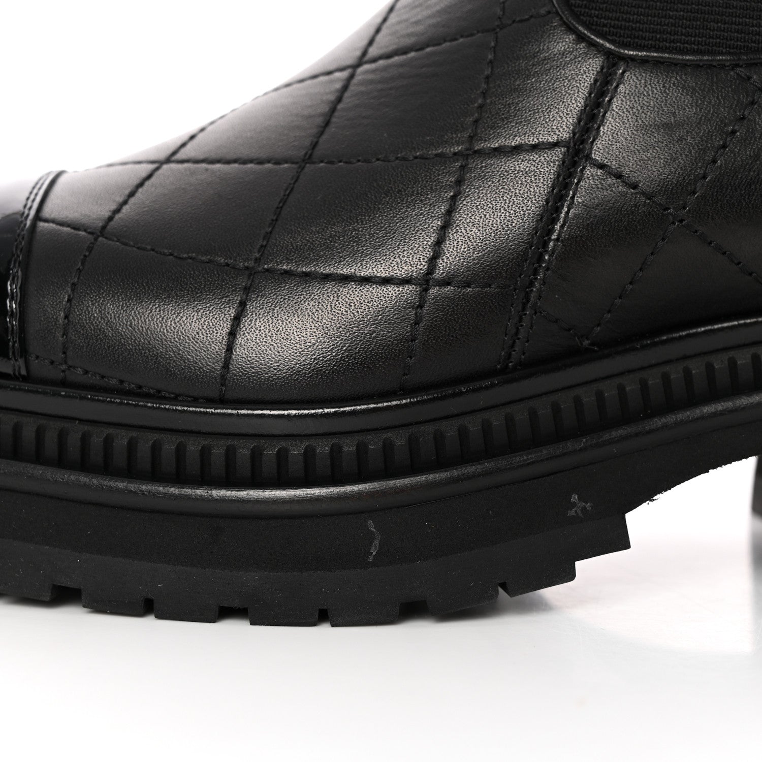 Chanel Calfskin Patent Cap Toe Quilted Short Boots 39.5 Black 10 of 11