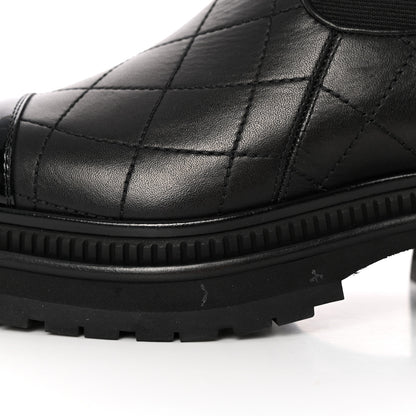 Chanel Calfskin Patent Cap Toe Quilted Short Boots 39.5 Black 10 of 11