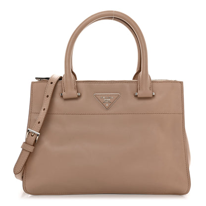 Prada City Calf Small Hand Stitched Galleria Double Zip Tote Cannella 1 of 11