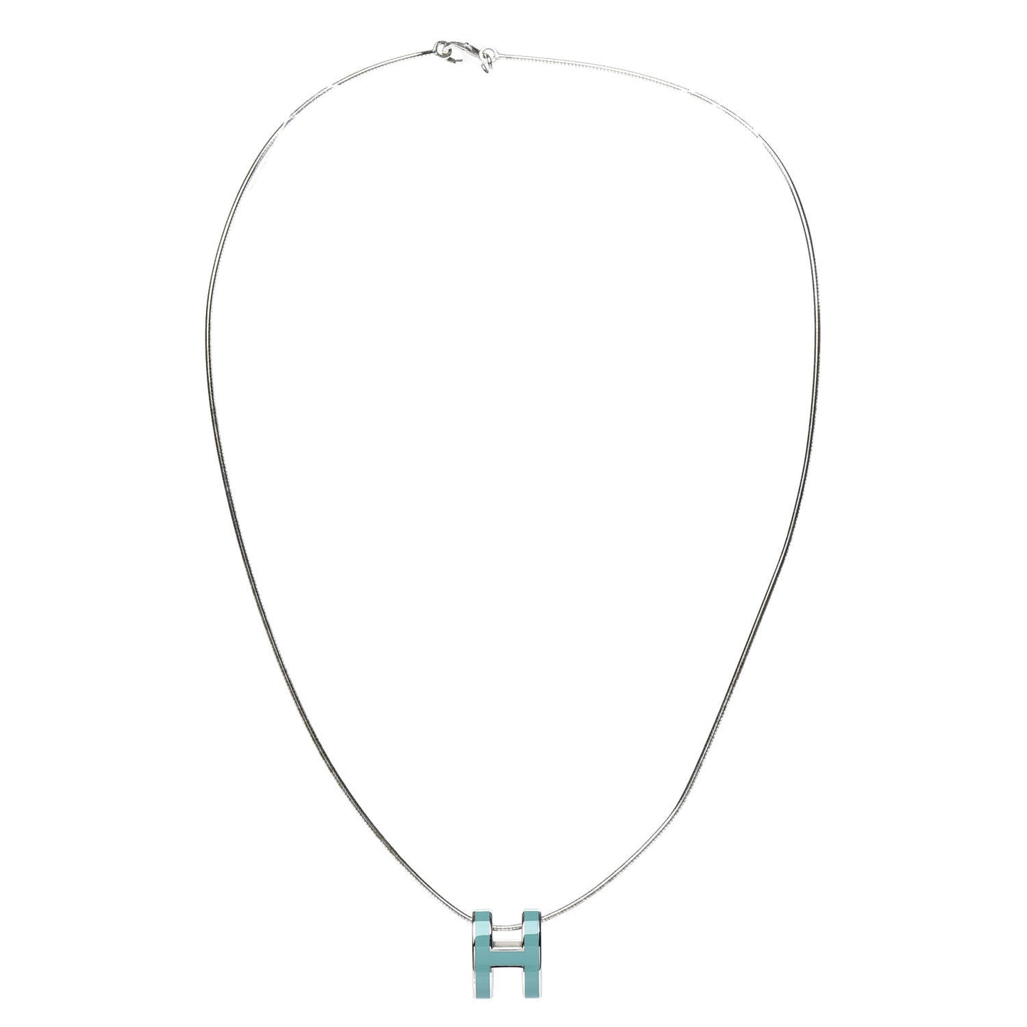 Lacquered Palladium Pop H Pendant Necklace Turquoise