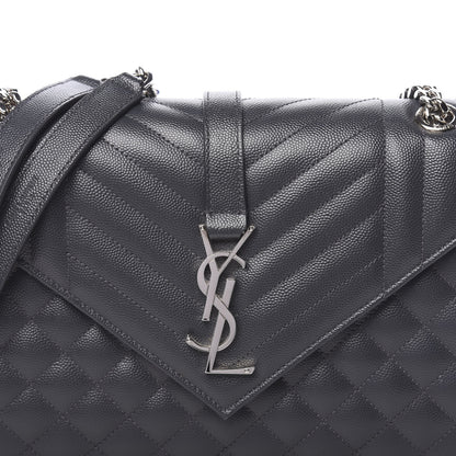 Saint Laurent Grain De Poudre Textured Mixed Matelasse Medium Triquilt Monogram Satchel Earth 9 of 9