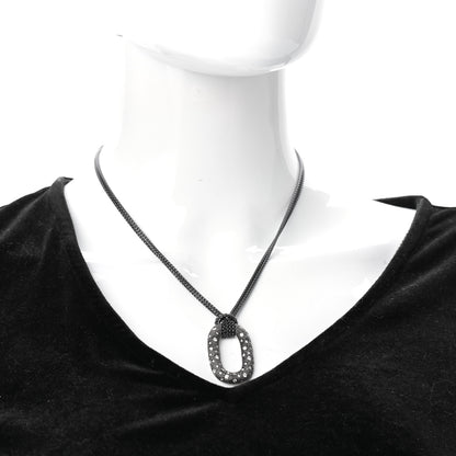 David Yurman Sterling Silver Diamond Midnight Melange Oval Pendant Necklace 2 of 5