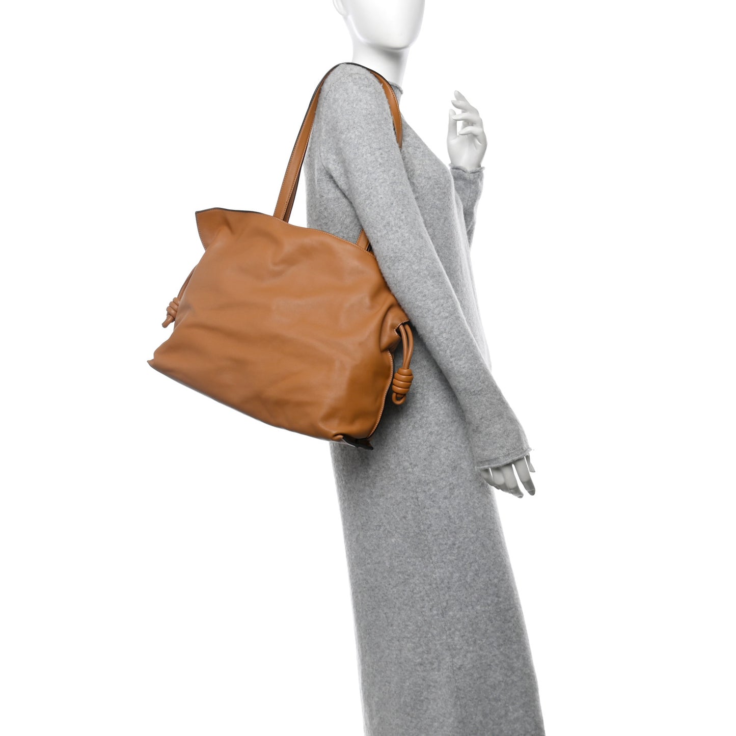 Calfskin Large Flamenco Knot Bag Warm Desert
