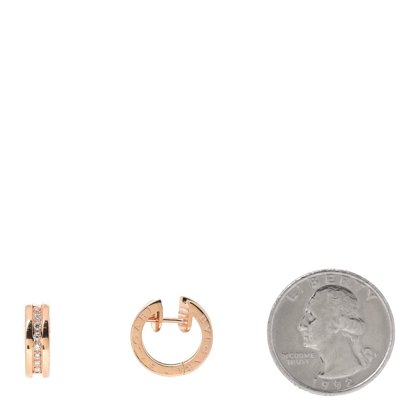 18K Rose Gold Diamond Small B.Zero1 Hoop Earrings