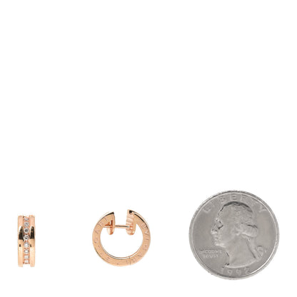 Bulgari 18K Rose Gold Diamond Small B.Zero1 Hoop Earrings 2 of 4