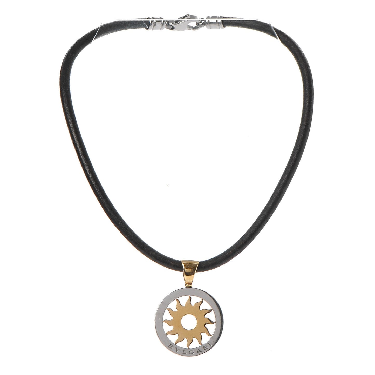 18K Yellow Gold Stainless Steel Tondo Sun Pendant Necklace