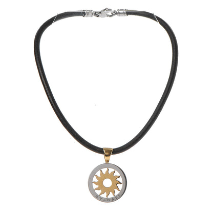 Bulgari 18K Yellow Gold Stainless Steel Tondo Sun Pendant Necklace 3 of 6