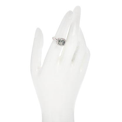 David Yurman Sterling Silver Diamond Prasiolite 10mm Noblesse Ring 50 5.5 2 of 5