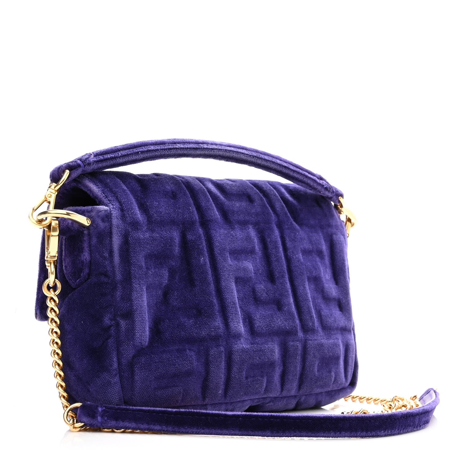 Fendi Velluto FF Embossed Mini Baguette Viola Plus 3 of 10