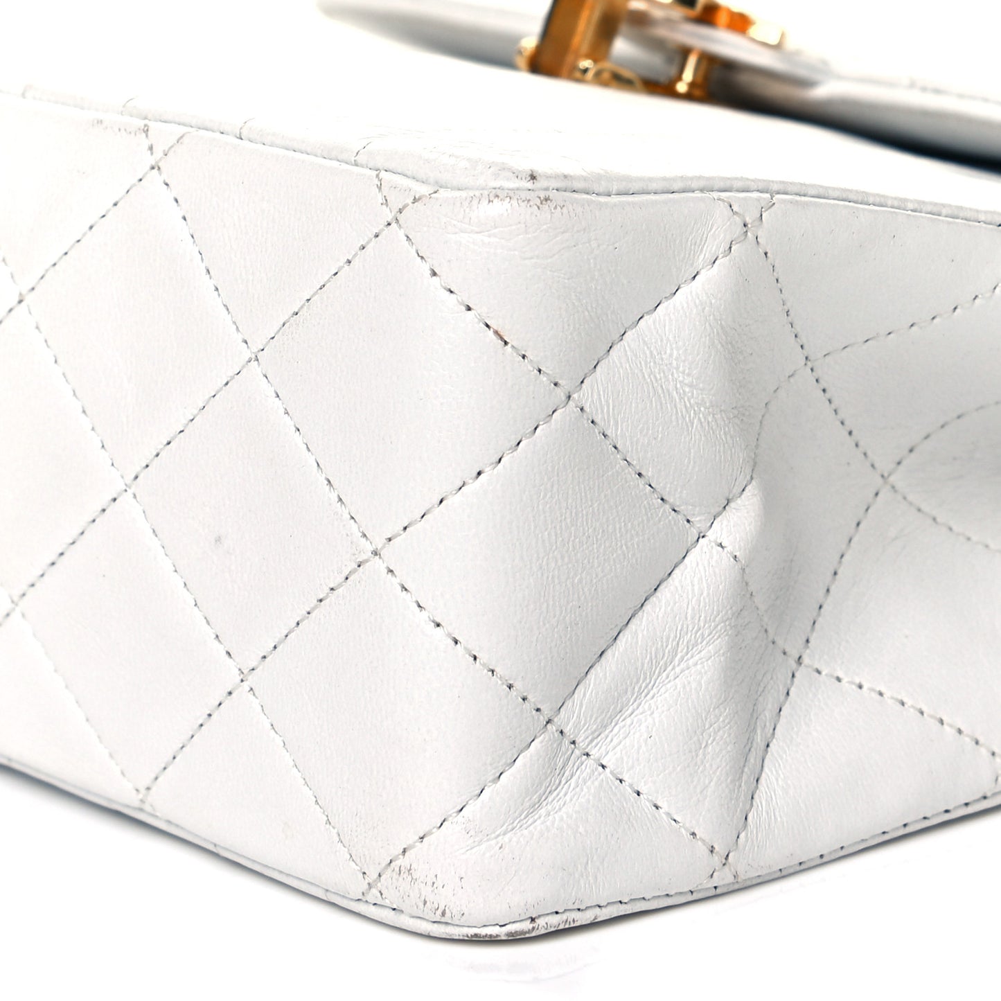 Vertical Quilted Kelly Flap Bag White