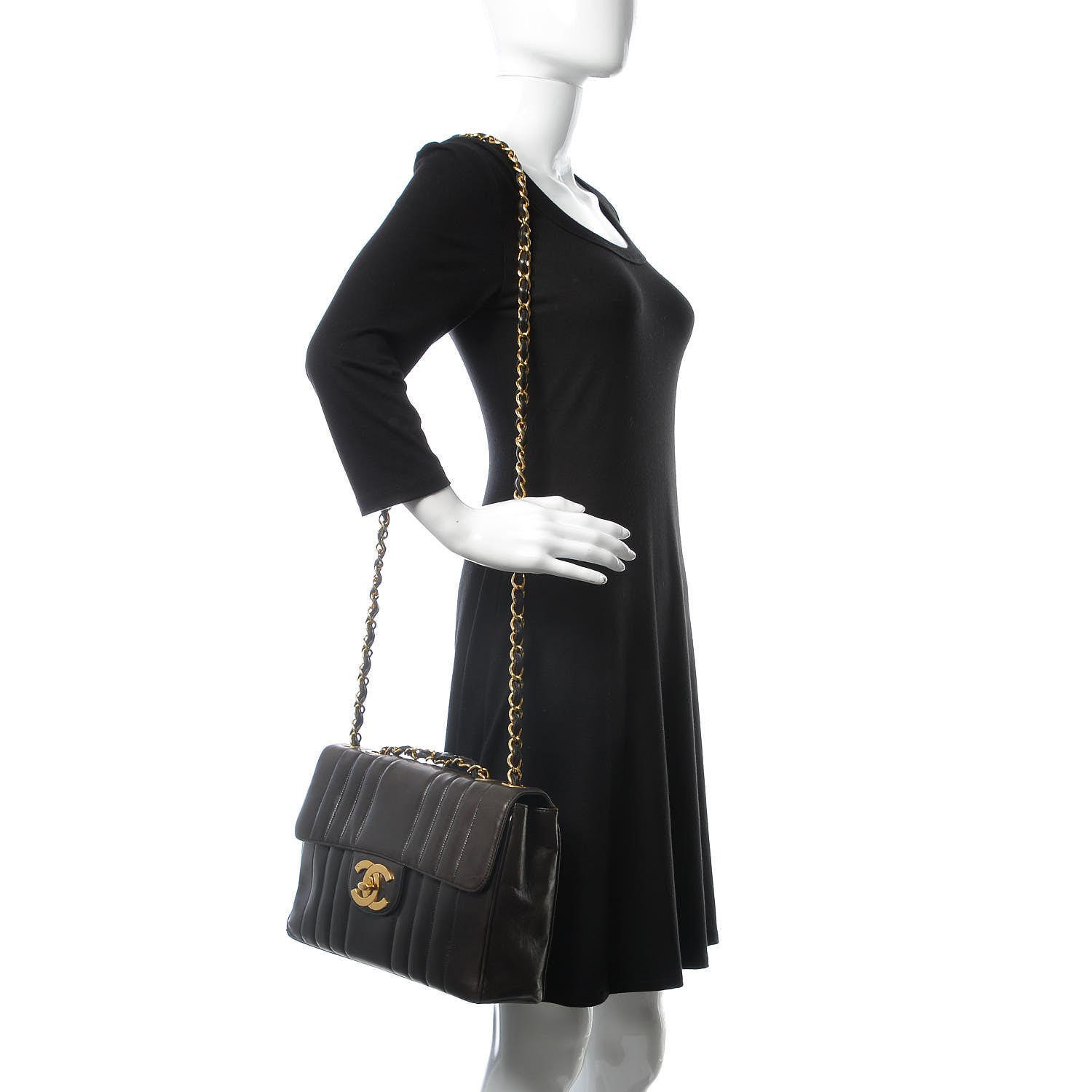 Chanel Lambskin Vertical Quilt Jumbo Flap Black 2 of 17