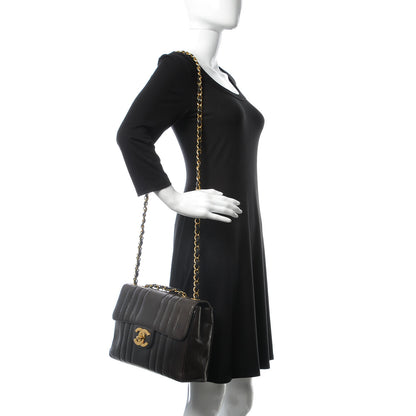 Chanel Lambskin Vertical Quilt Jumbo Flap Black 2 of 17