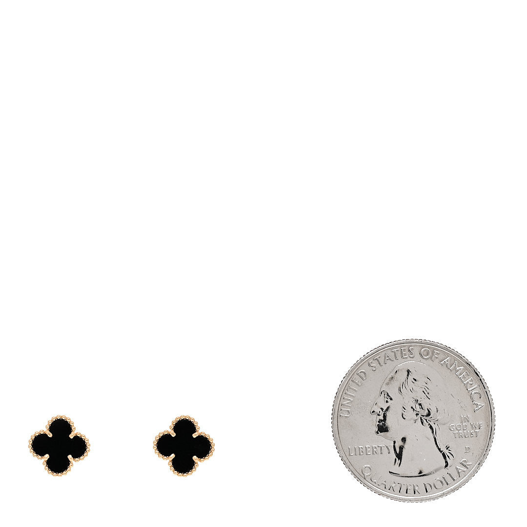 18K Yellow Gold Black Onyx Sweet Alhambra Earrings