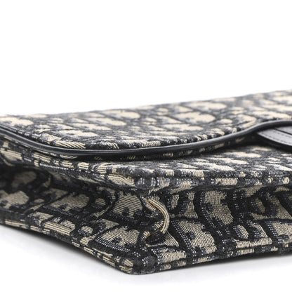 Christian Dior Oblique Saddle Chain Pouch Blue 8 of 9