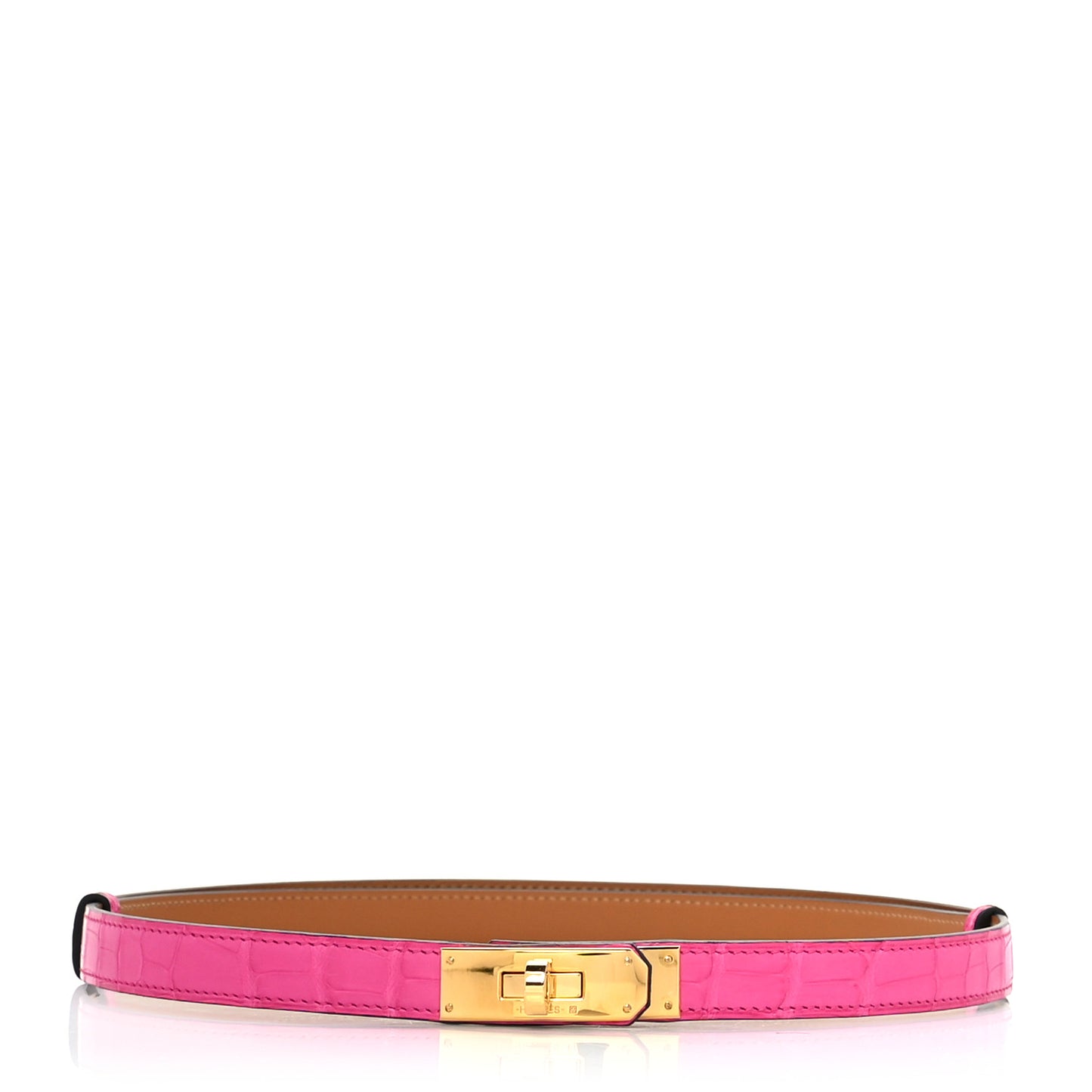 Matte Alligator Kelly Belt Rose Shocking