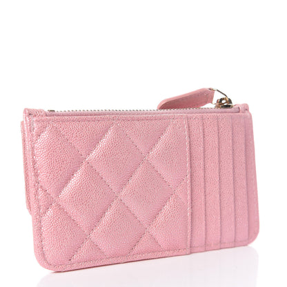 Chanel Iridescent Caviar Quilted Flap Zip Card Holder Pink 3 of 8