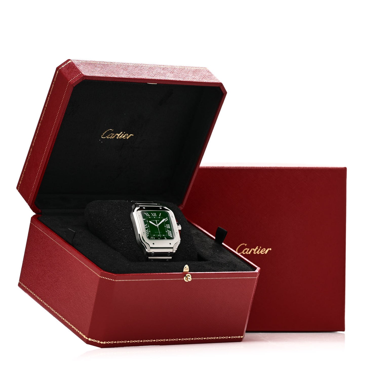 Stainless Steel 39.8mm Santos De Cartier Automatic Watch Green