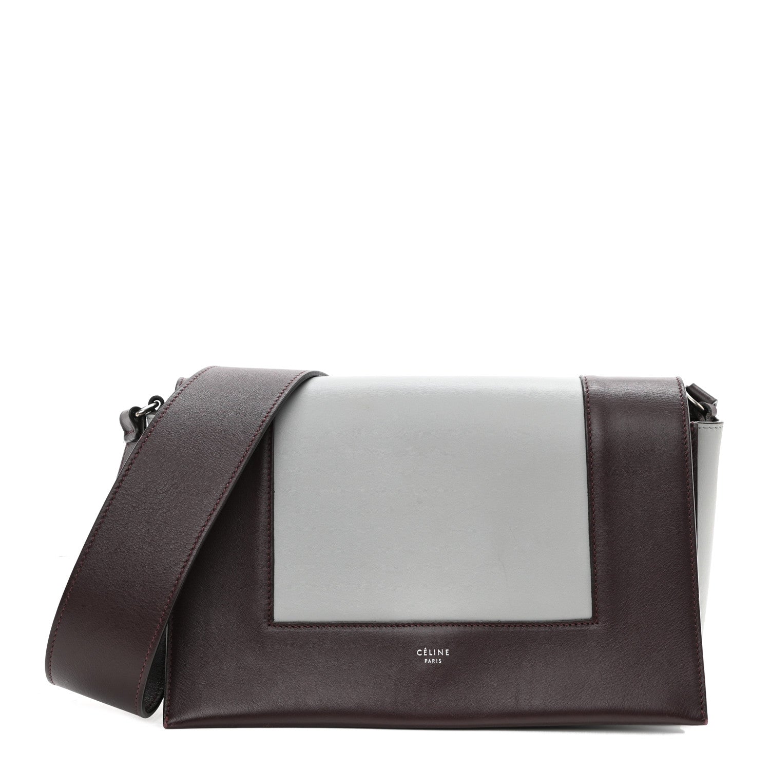 Celine Shiny Smooth Calfskin Medium Frame Shoulder Bag Burgundy Pearl Blue 1 of 13