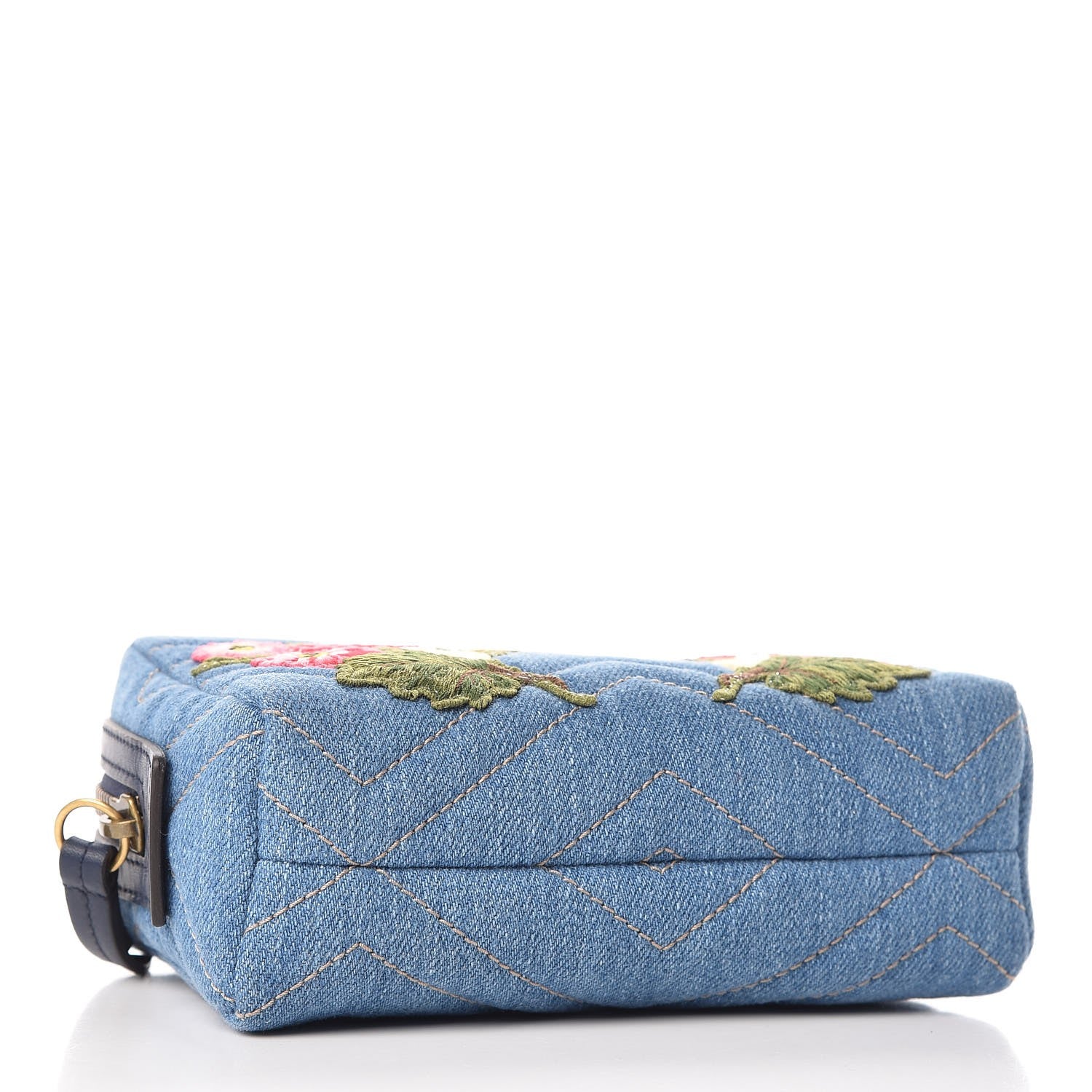 Gucci Denim Matelasse Flower Japan Limited GG Marmont Cosmetic Case Blue 4 of 8