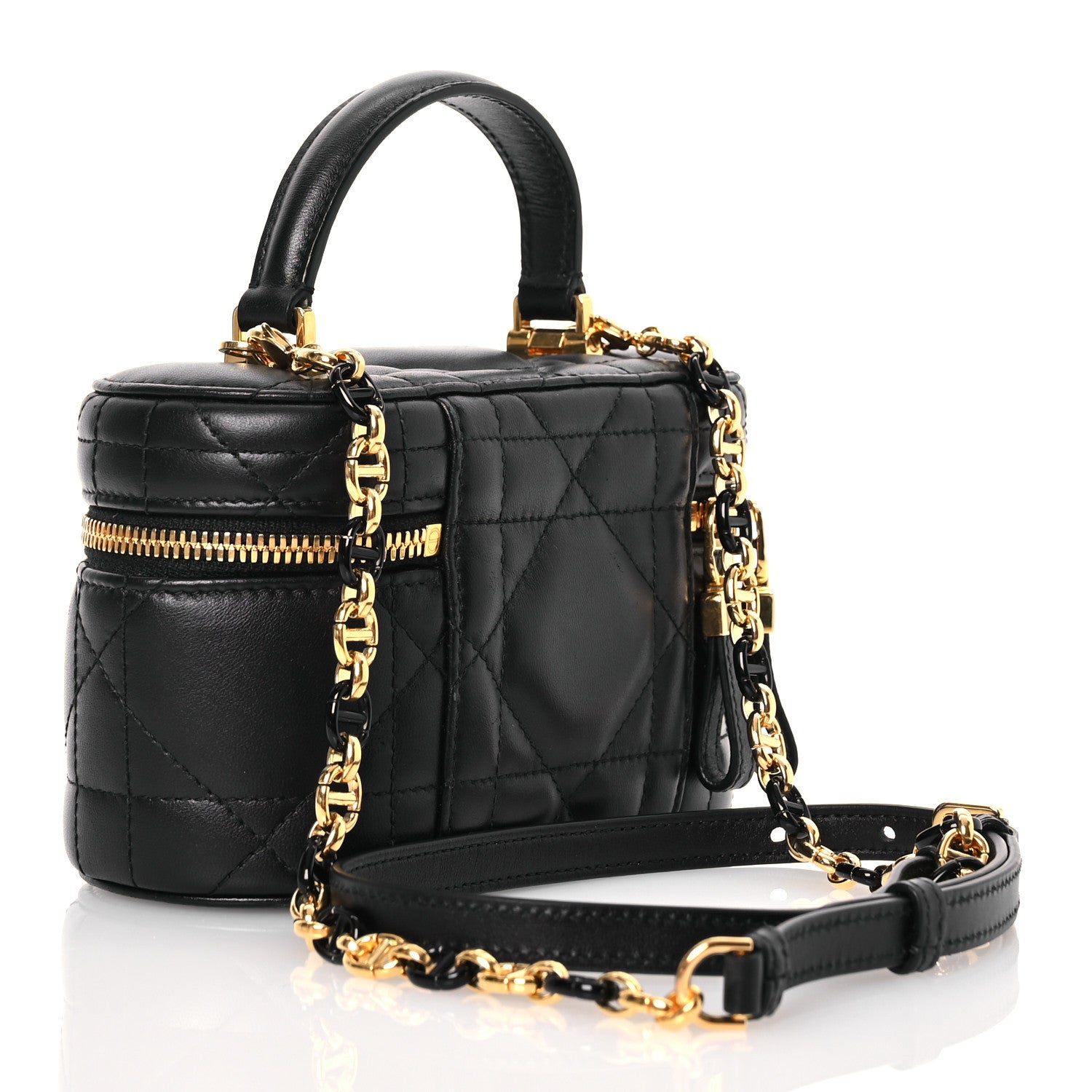 Christian Dior Lambskin Macrocannage Mini Caro Vanity Case Black 3 of 14