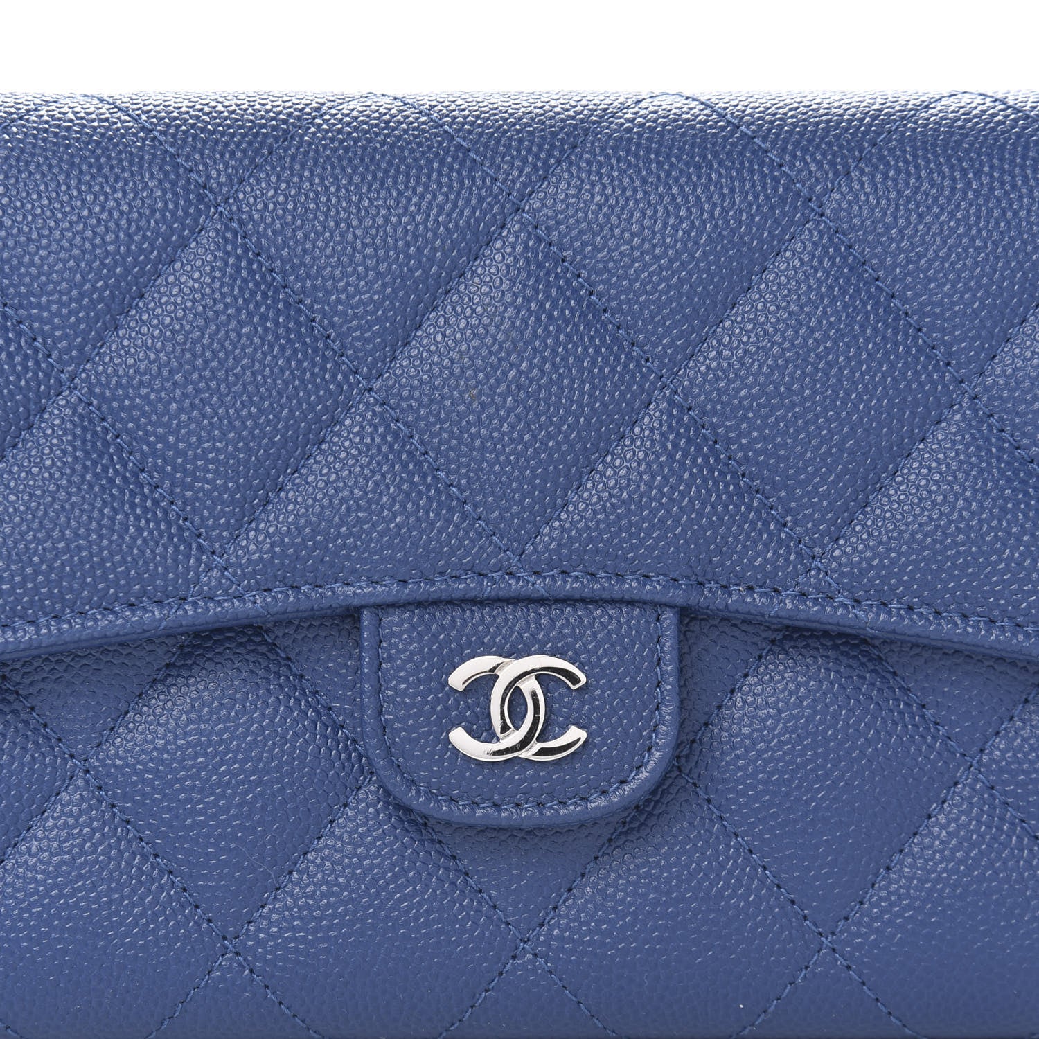 Chanel Caviar Quilted Large Gusset Flap Wallet Navy 10 of 10