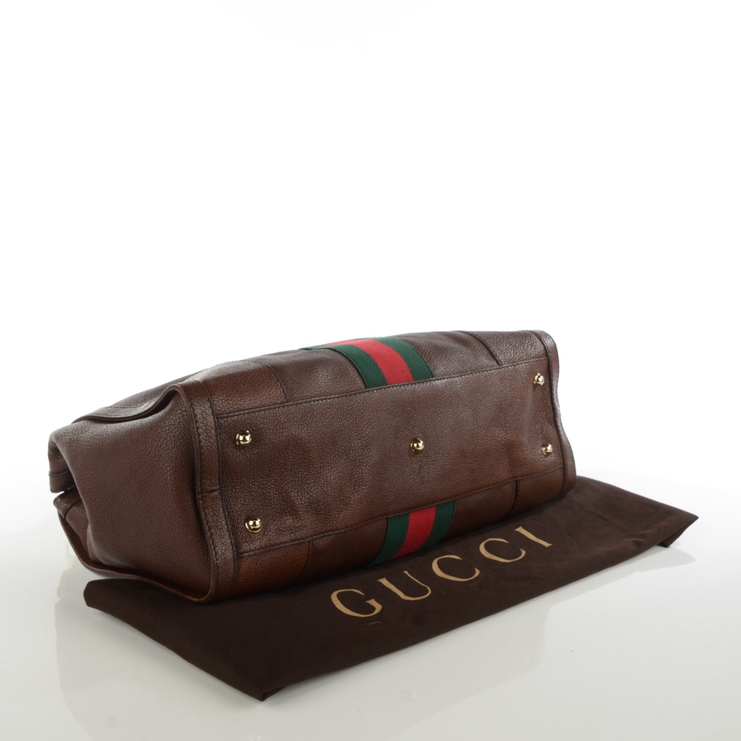 Gucci Calfskin Medium Web Seventies Tote Brown 4 of 8