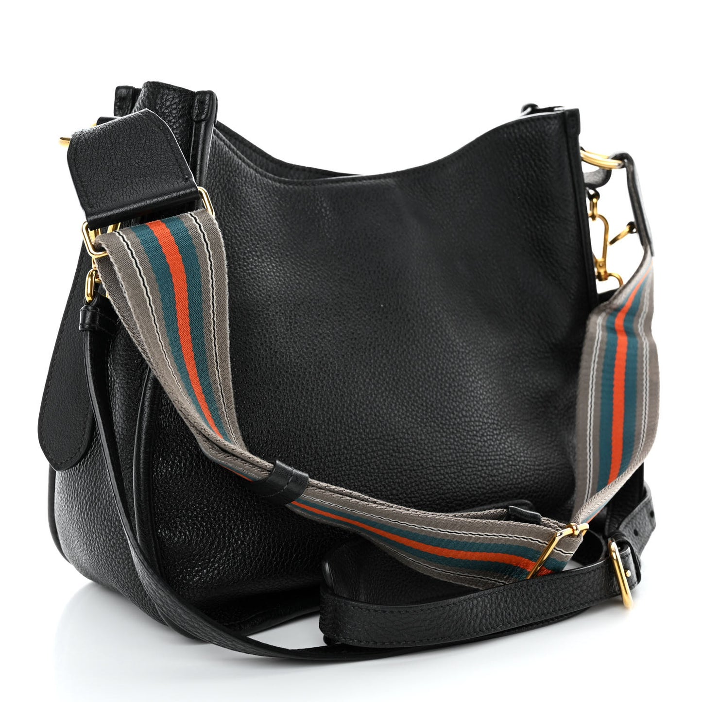 Vitello Daino Zippered Messenger Hobo Black