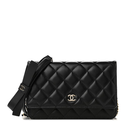 Chanel Lambskin Quilted Coco Bow Wallet On Chain WOC Black 1 of 9