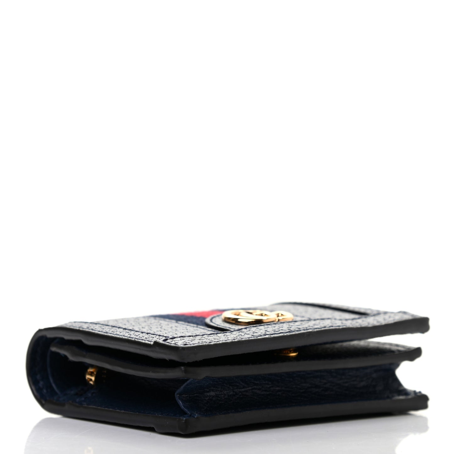 Calfskin Web Ophidia Card Case Blue