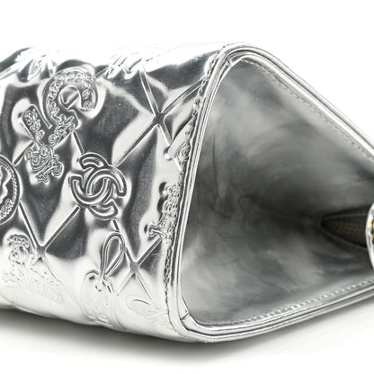 Chanel Metallic Patent Calfskin Lucky Symbols Pochette Silver 8 of 19