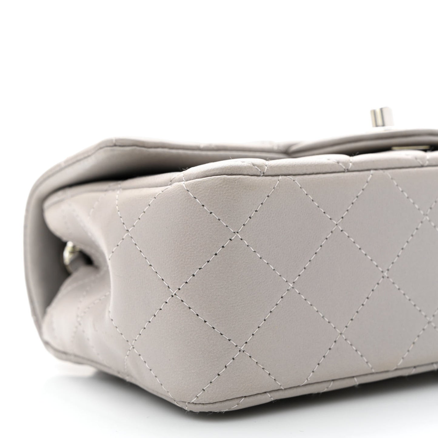Lambskin Quilted Mini Rectangular Flap Grey