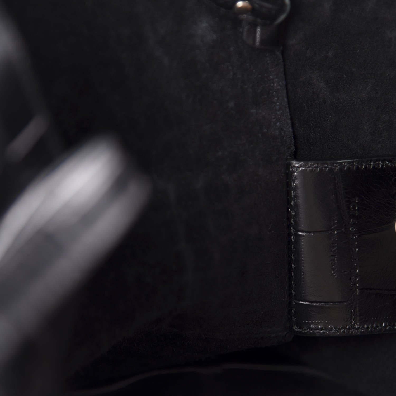 Saint Laurent Calfskin Crocodile Embossed Shopping Tote Black 9 of 10