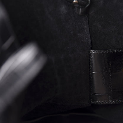 Saint Laurent Calfskin Crocodile Embossed Shopping Tote Black 9 of 10