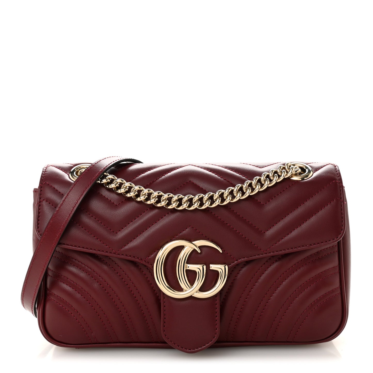 Calfskin Matelasse Small GG Marmont Shoulder Bag Ancora Red