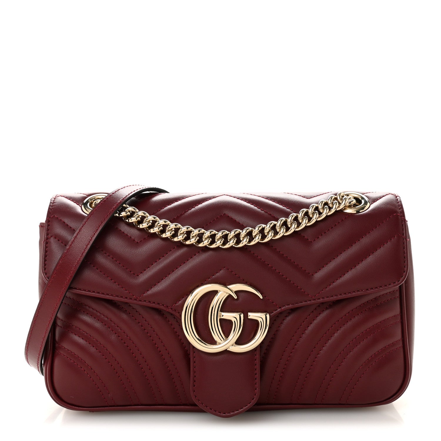 Gucci Calfskin Matelasse Small GG Marmont Shoulder Bag Ancora Red 1 of 10