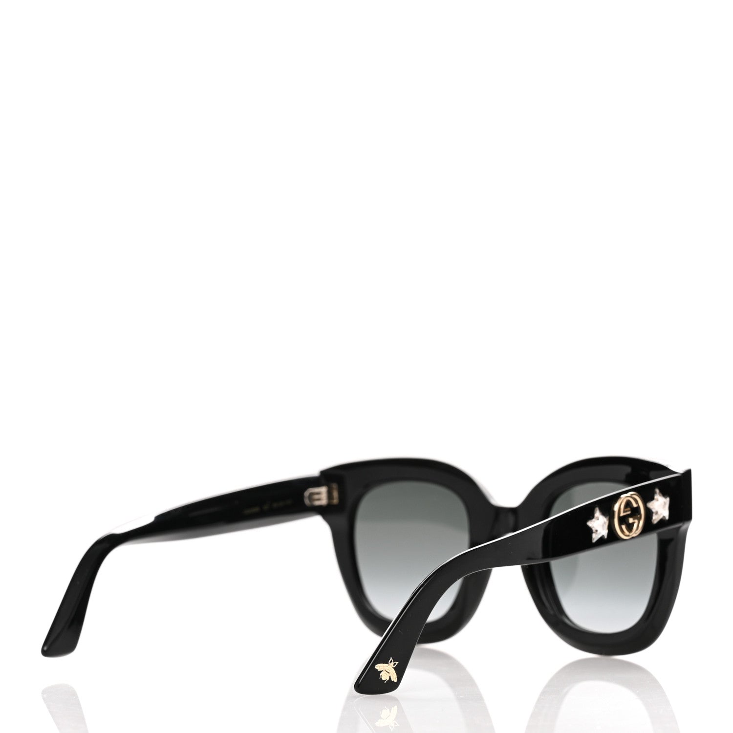 Gucci Acetate Crystal Star Round Frame Sunglasses GG0208S Black 4 of 10