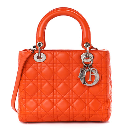 Christian Dior Lambskin Cannage Medium Lady Dior Orange 1 of 15