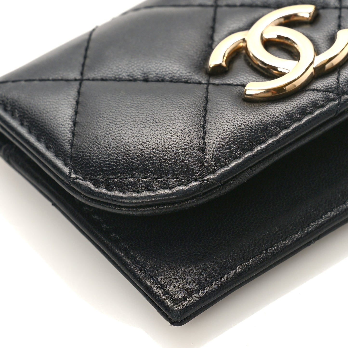 Lambskin Quilted Flap Waist Bag Insert Black