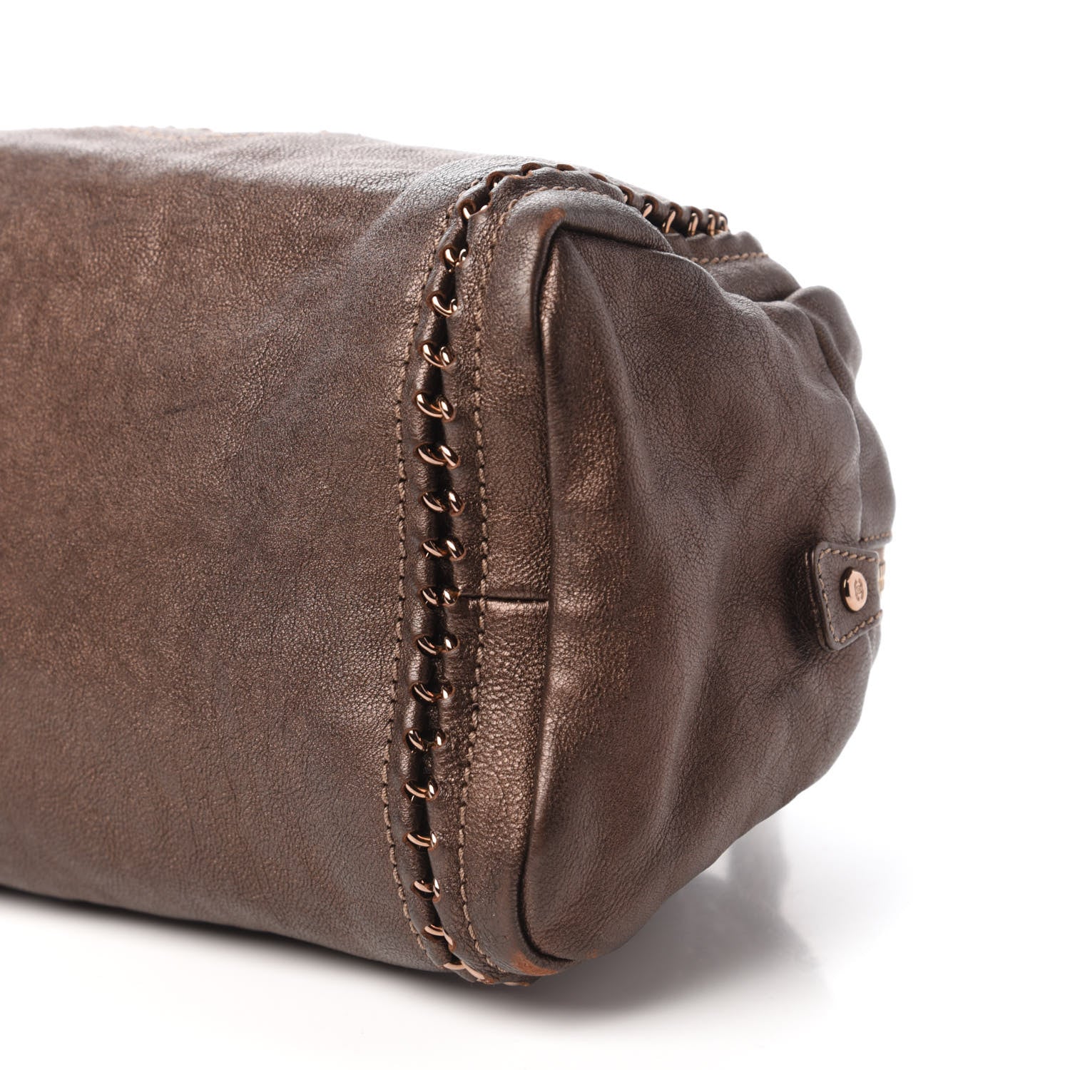 Chanel Metallic Goatskin Medium Luxe Ligne Bowler Bronze 7 of 10