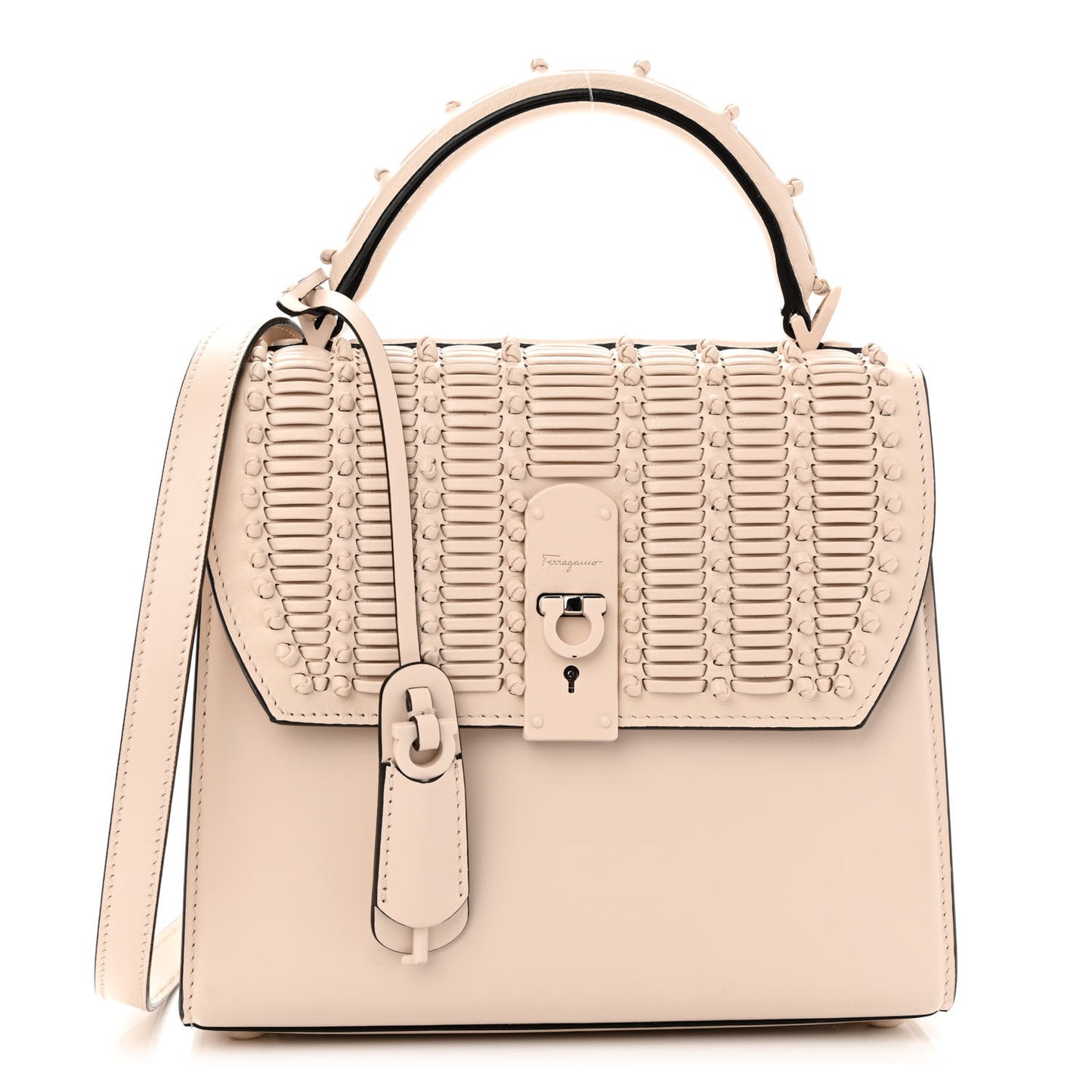 Smooth Calfskin Woven Small Boxyz Bone