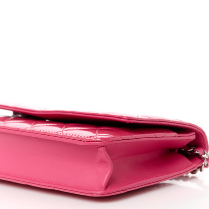 Chanel Patent Calfskin Quilted Wallet On Chain WOC Pink 11 of 12